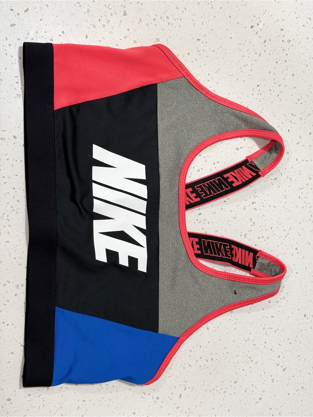 Nike Colorblock Women’s Sports Crop Top - Coral, Black, Gray, Blue